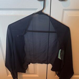Source Unknown Black Sheer Cropped Cardigan Shrug